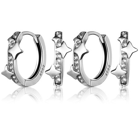 2 Pairs Simple Earrings Star Earrings Jewelry Small Hoops Earrings Cartilage Earrings for Women Ladies | Walmart (US)