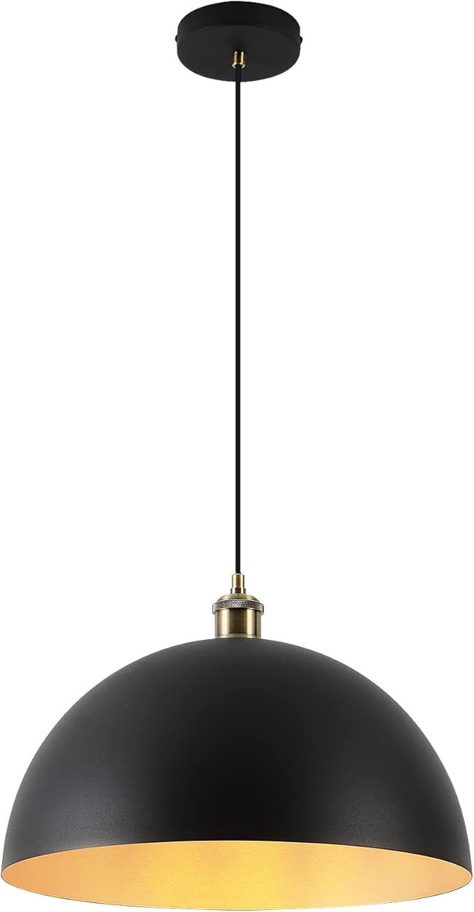 Pendant Light 15.74 '' Dome Pendant Light Modern Pendant Light Lighting Unit with Black and Gold ... | Amazon (US)