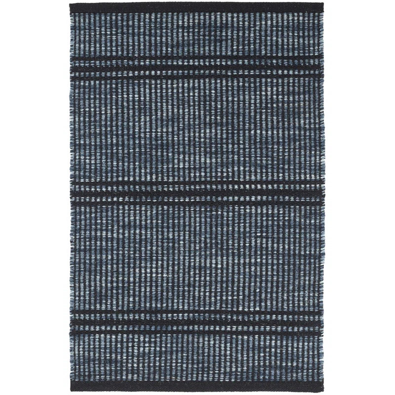 Malta Flatweave Striped Area Rug in Navy/Black | Wayfair North America