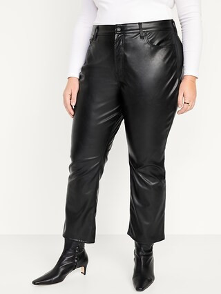 High-Waisted Faux-Leather Boot-Cut Ankle Pants for Women | Old Navy (US)