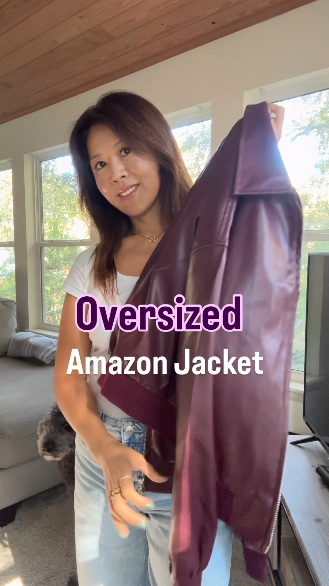 Oversized chic faux leather jacket in burgundy, size small 

#LTKFindsUnder100 #LTKActive