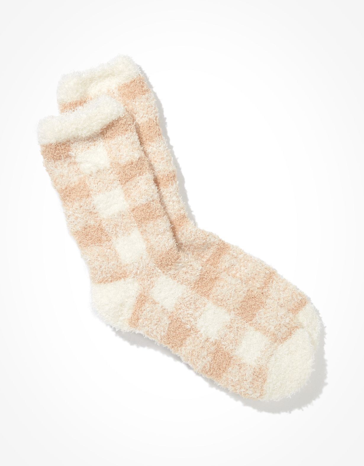 AE Fuzzy Plaid Crew Sock | American Eagle Outfitters (US & CA)