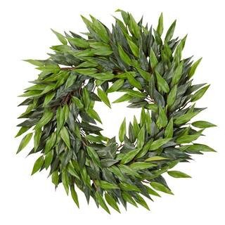 Pure Garden 18 in. Artificial Ficus Microphylla Leaf Wreath HW1500238 - The Home Depot | The Home Depot
