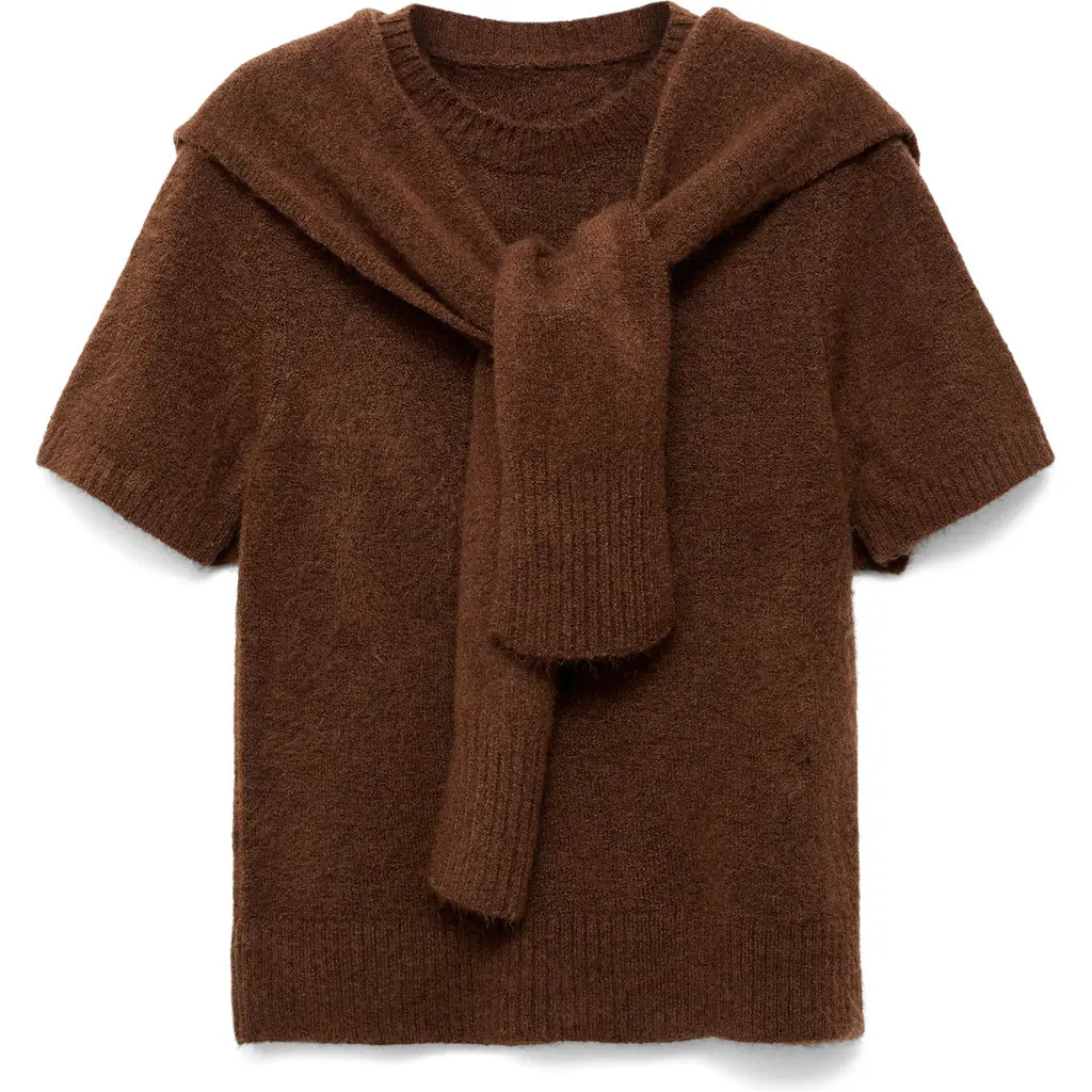 MANGO Leire Tie Neck Sweater in Brown at Nordstrom Rack, Size Small | Nordstrom Rack