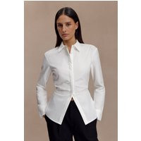 Millie Tie Back Cotton Shirt - White I MESHKI I Size L | MESHKI US