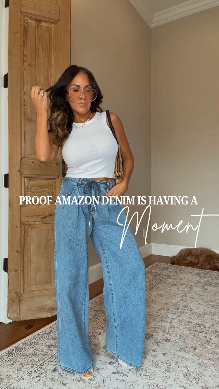 Head-to-toe Amazon and somehow these jeans are stealing the entire show. 😍

The wide leg. The tiny pleat detail. The drawstring waist. The fact that they’re 80% cotton, petite-girl friendly, and under $50? They had absolutely no business being this good.

If your denim collection is feeling a little too predictable, consider this your sign to branch out. They’re fun, flattering, ridiculously comfortable, and make even the simplest tank look like an outfit.

Typically wear an XS/S.

5’2” • 130 lbs • 25” waist • 34DD

#AmazonFashion #PetiteFashion #FashionOver40 #AmazonStyle #WideLegJeans #PetiteStyle #AffordableFashion #SummerStyle #DenimObsessed #Over40Style