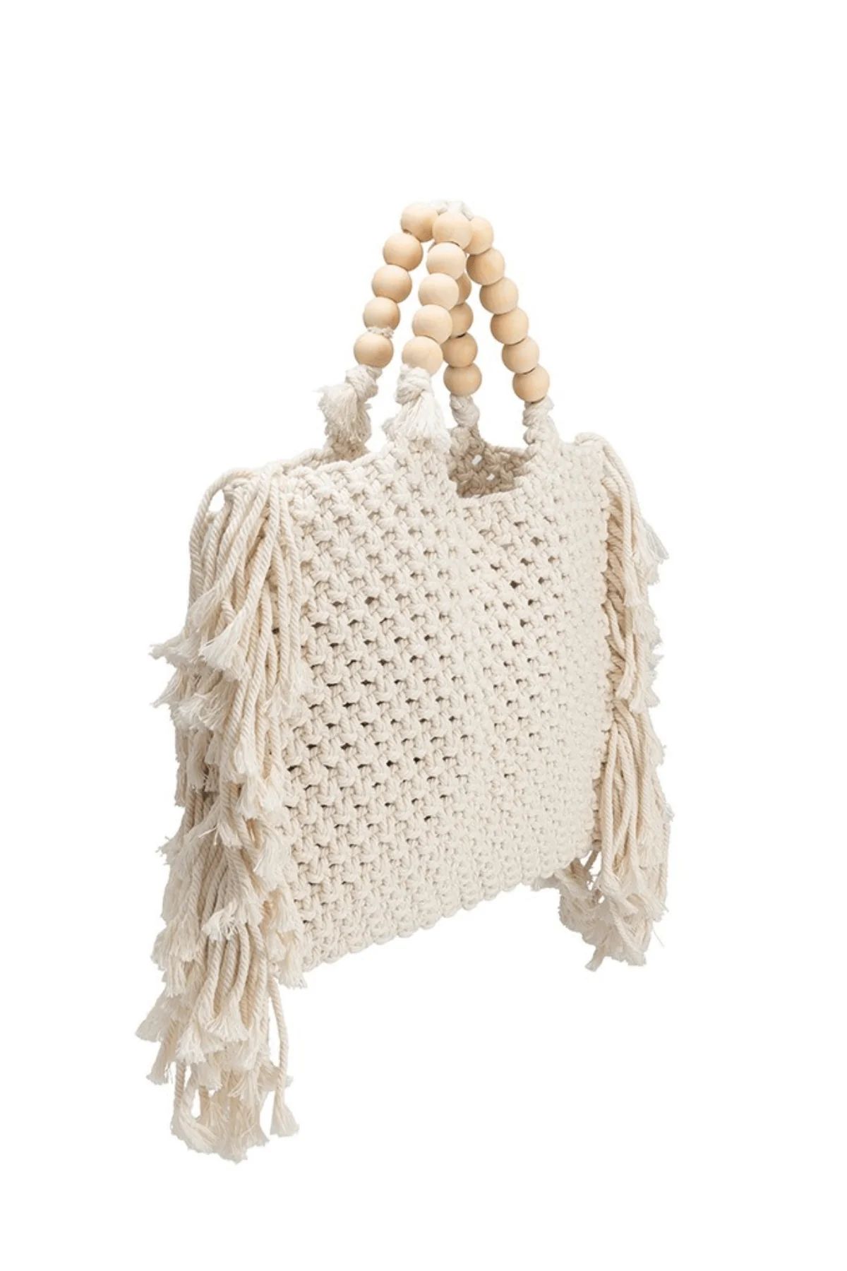 Melie Bianco Lithbet Crochet Fringe Beach Bag | Social Threads
