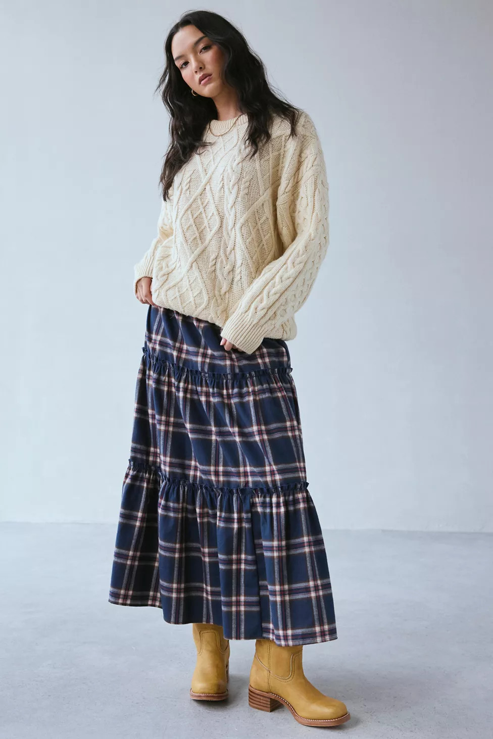 Urban Renewal Remnants Tiered Flannel Maxi Skirt | Urban Outfitters (US and RoW)
