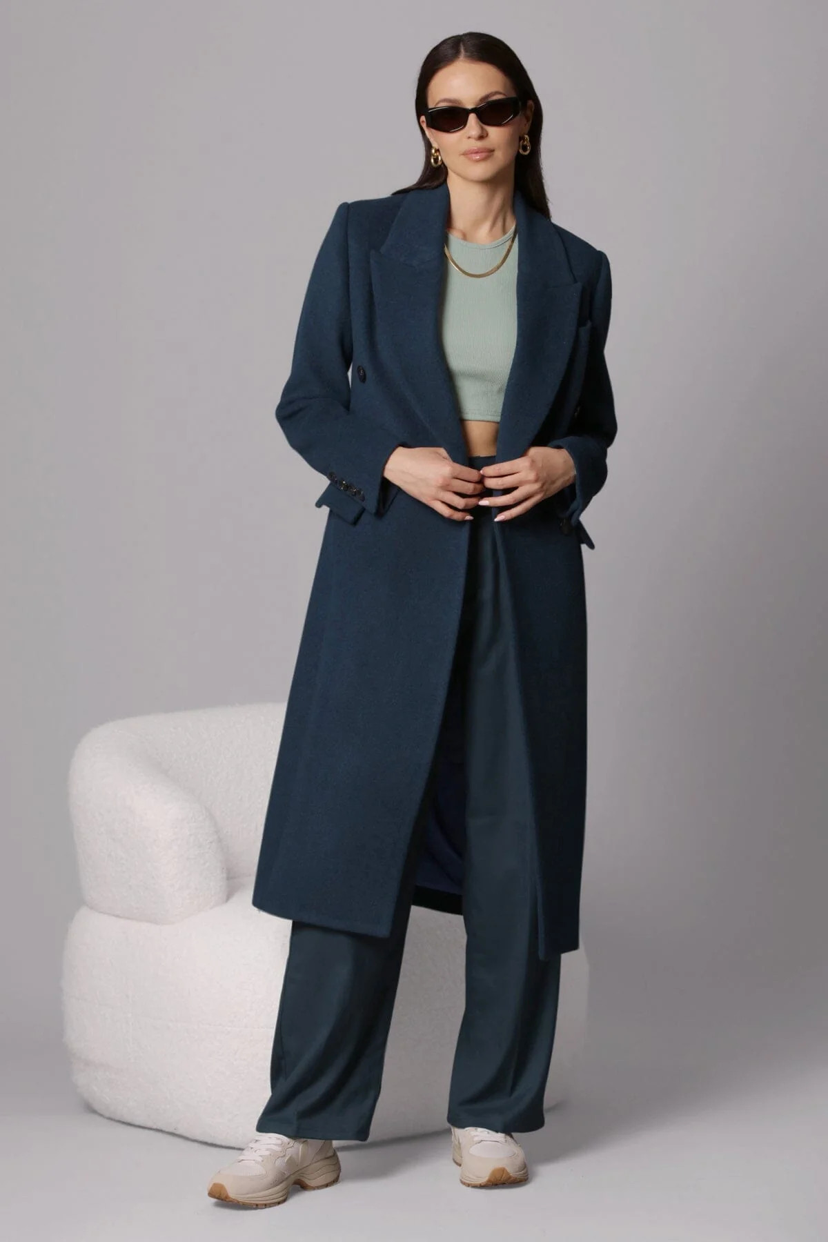 Wool Blend Double-Breasted Tailored Coat | Avec Les Files