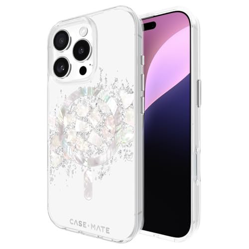 Case-Mate iPhone 16 Pro Case [Compatible with MagSafe] - Stylish Mother of Pearl Phone Case with 12ft Drop Protection - Premium Magnetic Cover for iPhone 16 Pro - Touch of Pearl | Amazon (US)