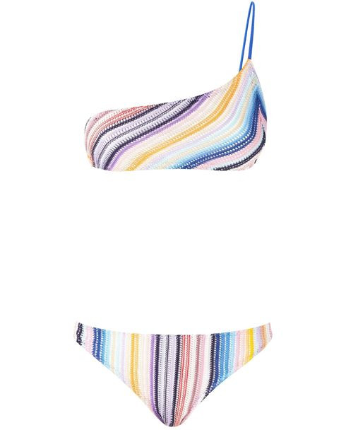 Striped one-shoulder crochet bikini | 24S US