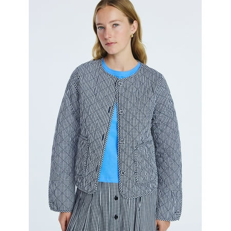 Free Assembly Women's Collarless Cotton Quilted Jacket, Sizes XS-XXL | Walmart (US)
