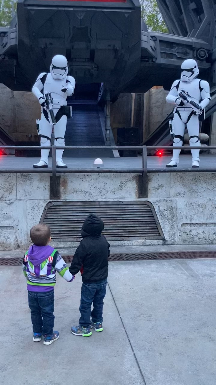 ✨ May the Fourth be with you ✨

A little glimpse into my boys’ personalities at Galaxy’s Edge 😂

My oldest (in the red + black jacket) was fully committed—standing at attention and doing exactly what the Stormtroopers said in front of Kylo Ren’s ship like a true recruit 🫡
Meanwhile, my youngest (rocking his Buzz Lightyear jacket) was basically like… “yeah, that’s gonna be a no from me” 😆🚀

I love how Disney moments bring out who they really are—one ready to join the First Order, the other staying loyal to his own mission 💫
Such a fun memory from our day exploring a galaxy far, far away 💙

#LTKKids #LTKTravel #LTKmomlife