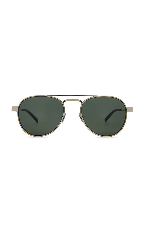 Saint Laurent Aviator Sunglasses in Metallic Silver. | Revolve Clothing (Global)