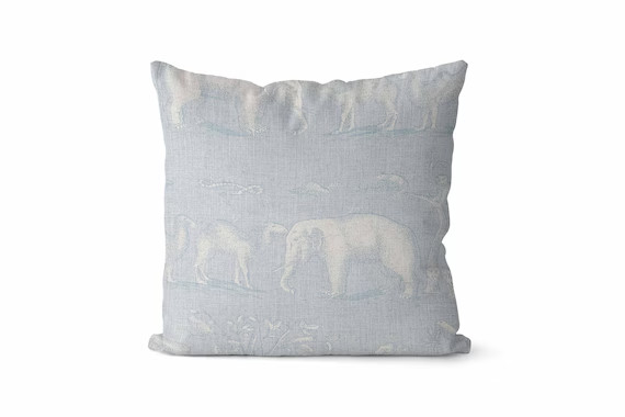 Blue Elephant Pillow Cover // Light Blue Throw Pillow Covers // African Safari Throw Pillow Cover... | Etsy (US)