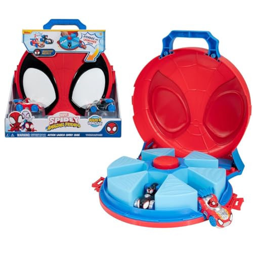 Jazwares Marvel Spidey and His Amazing Friends Action Launch Carry Case - 12-Inch Carry Case with Rotating Launcher and Two Exclusive Amazing Metals Vehicles | Amazon (US)