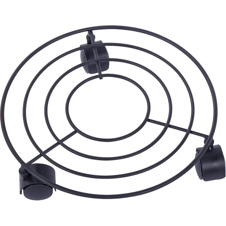 10IN Mainstays Matte Black Metal Plant Caddy,3 Universal Wheels - Walmart.com | Walmart (US)