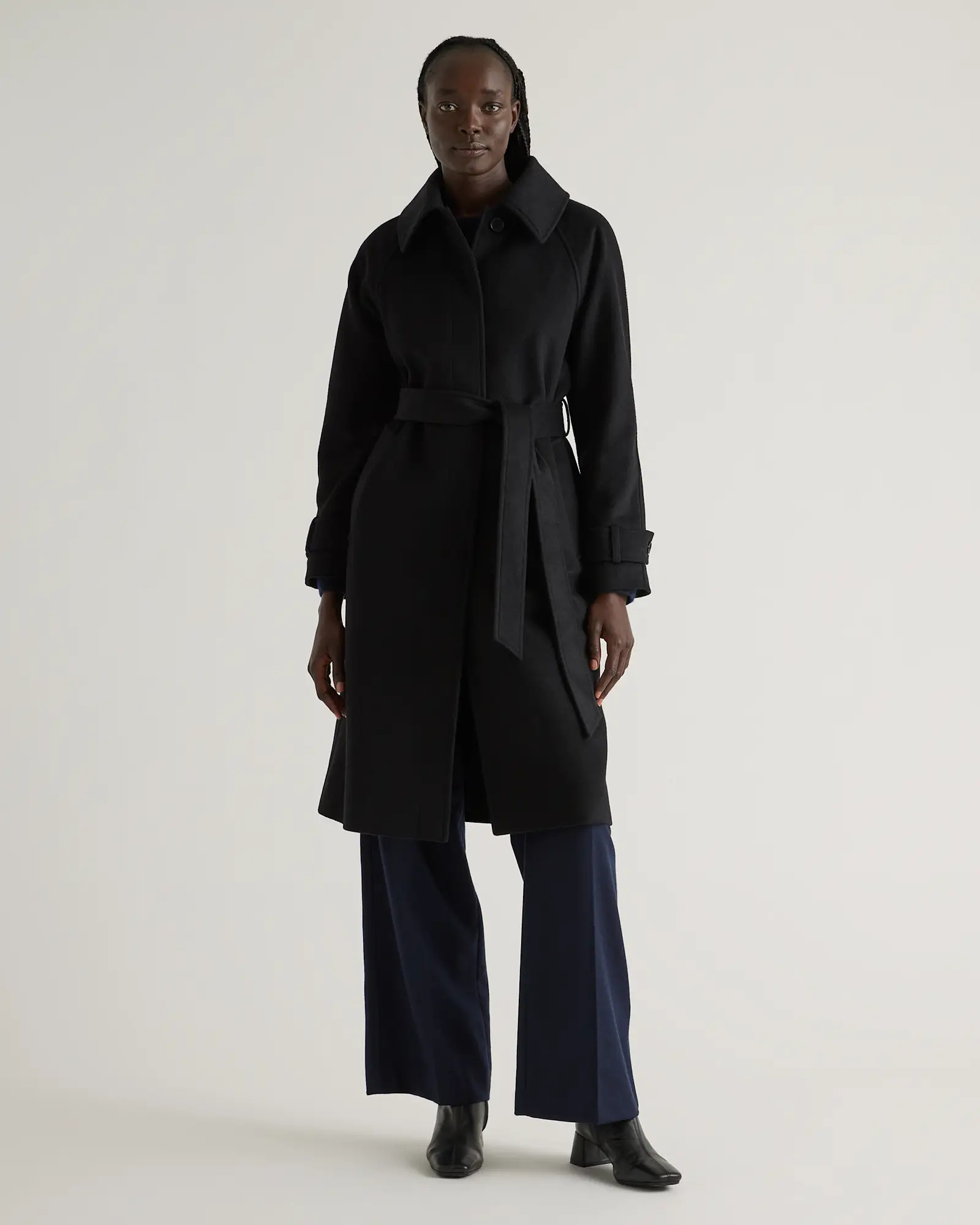 Italian Wool Belted Point Collar Coat | Quince