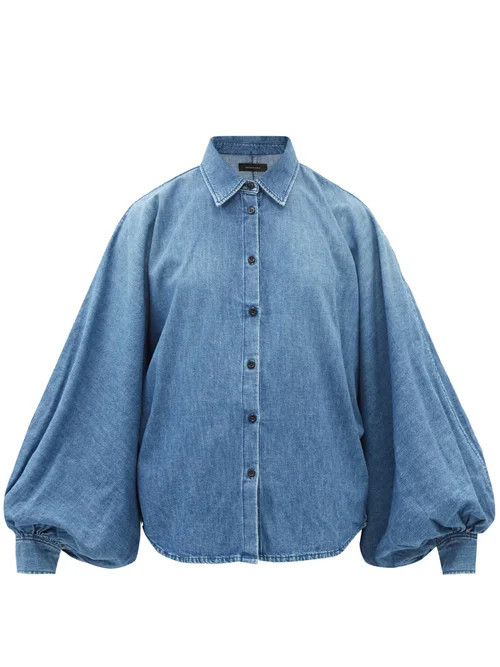 Made In Tomboy - Claire Balloon-sleeve Denim Shirt - Womens - Blue | Matches (US)