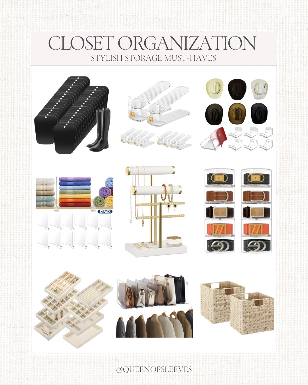 Closet organization must-haves! From bins and purse organizers to stackable shoe shelves and jewelry trays—these are the exact products I used to maximize space and keep everything in place.

Closet organization / closet storage solutions / small closet ideas / home organization / organizing must-haves / Amazon finds / jewelry organization / shoe storage / belt storage / shelf dividers / jewelry stand 

#LTKStyleTip #LTKFindsUnder50 #LTKHome

#LTKFindsUnder100 #LTKShoeCrush
