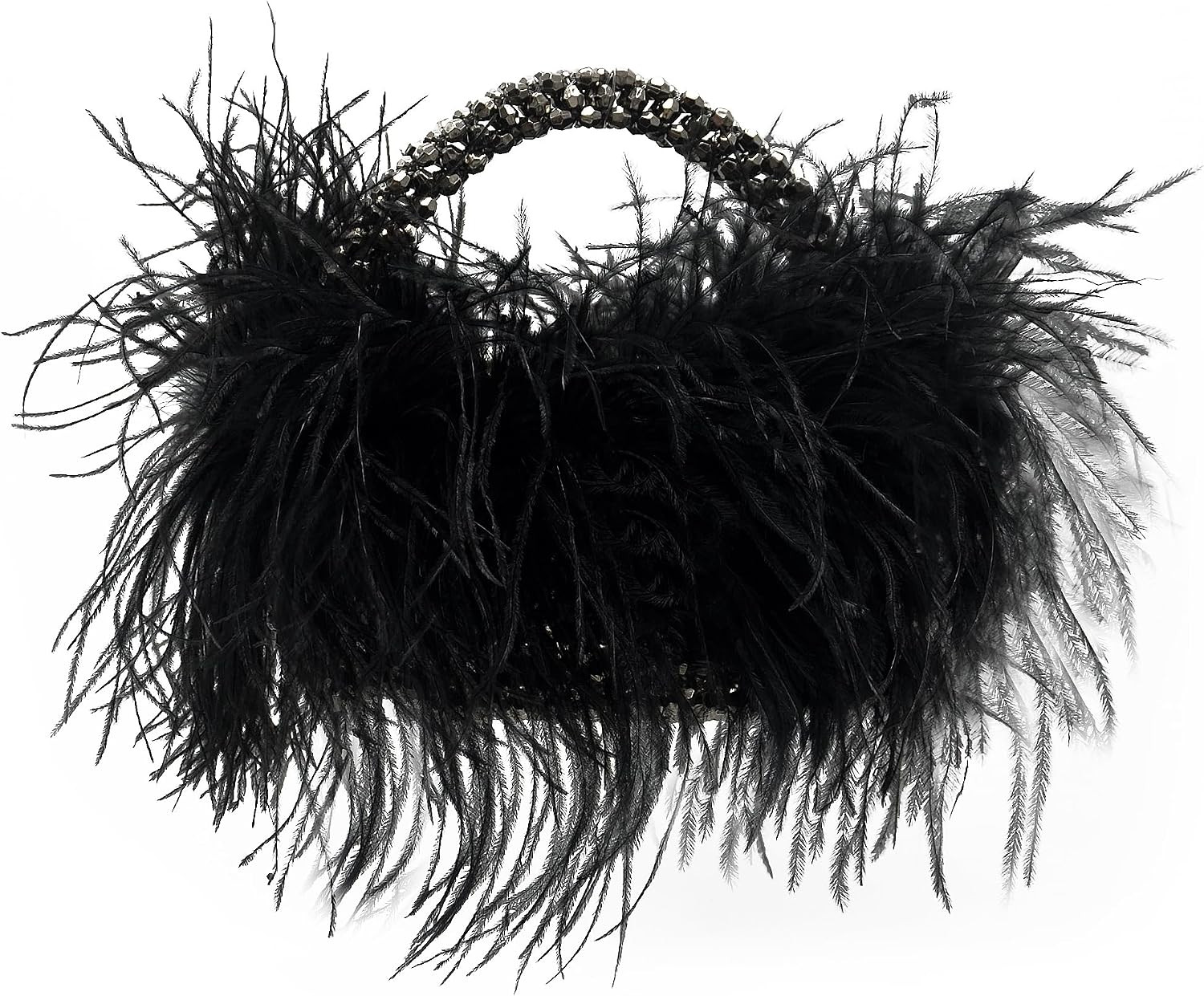 Miuco Real Natural Ostrich Feather Beaded Handbags For Women Handmade | Amazon (US)
