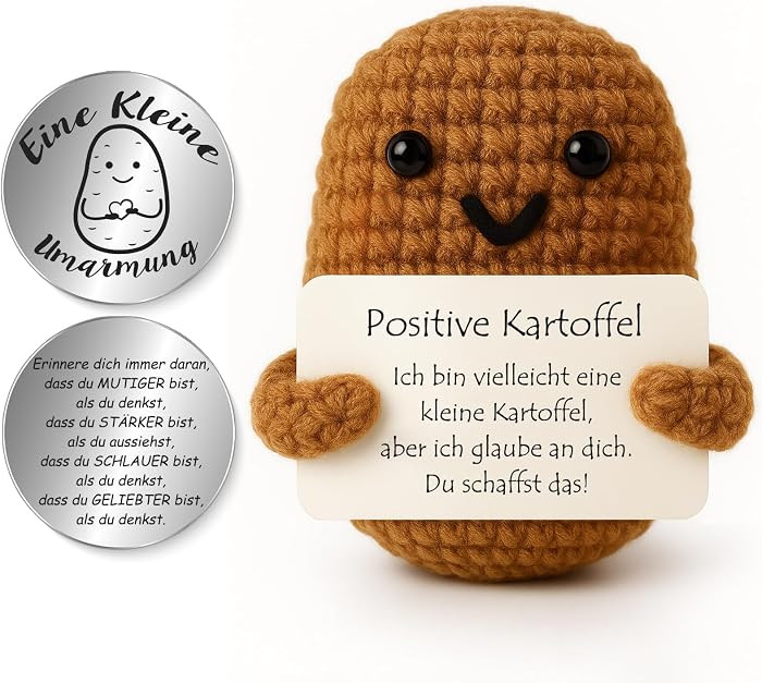 Pocket Hug Positive Kartoffel, Kreative Strickwolle Kartoffel Puppe, Silber, Kleine Umarmung Glü... | Amazon (DE)