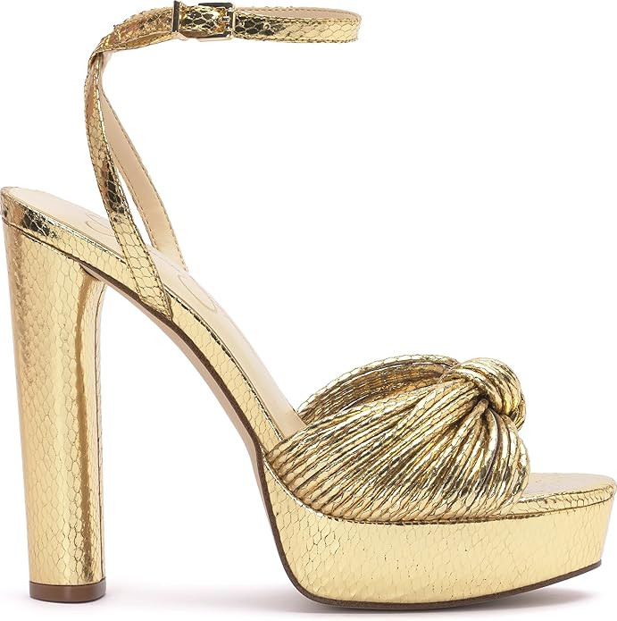 Amazon.com | Jessica Simpson Womens Immie Platform Sandal with Ankle Strap, Gold, 9 | Heeled Sand... | Amazon (US)