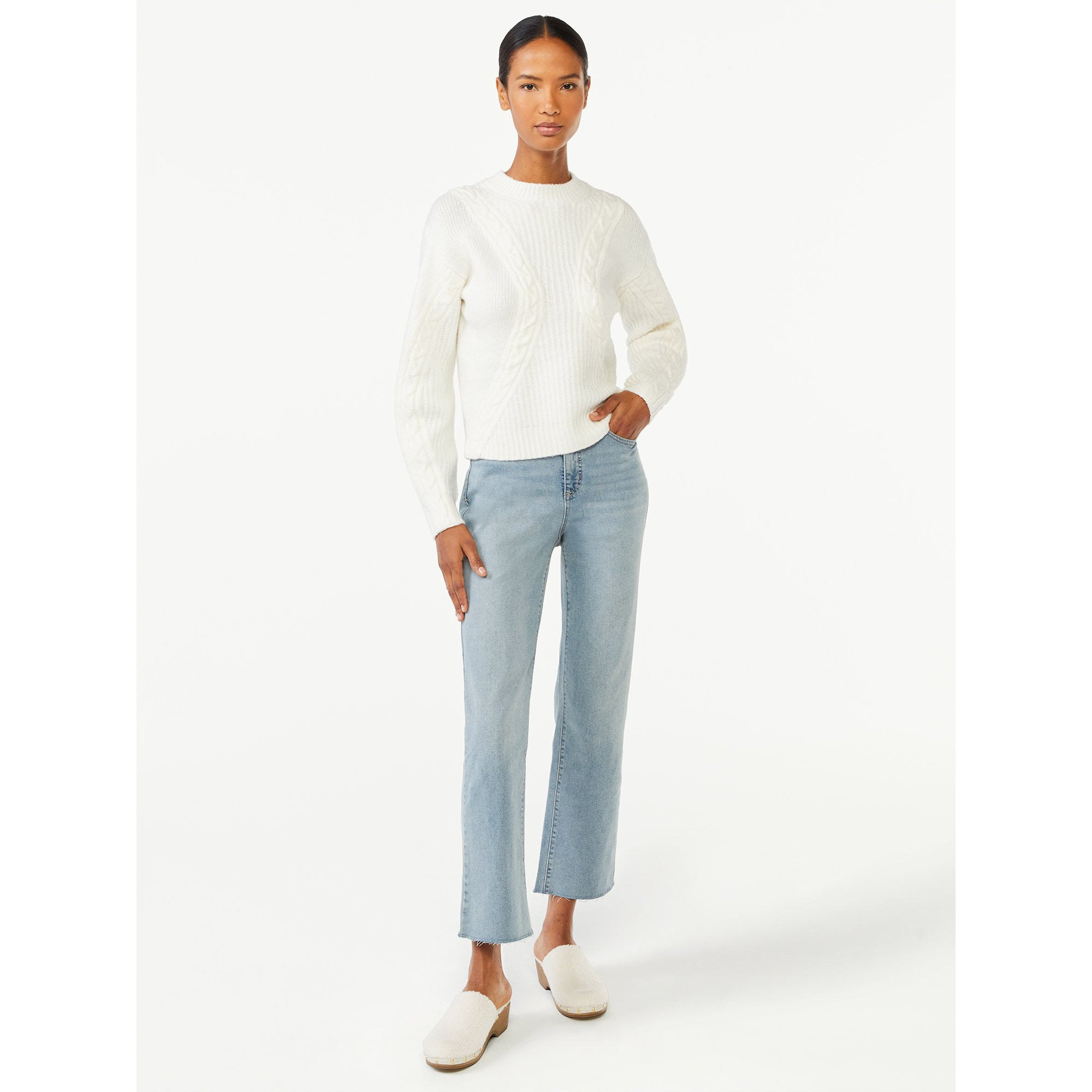 Scoop Women's Textured Cable Knit Sweater | Walmart (US)