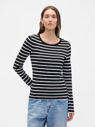 Modern Ribbed Stripe Crewneck T-Shirt | Gap Factory