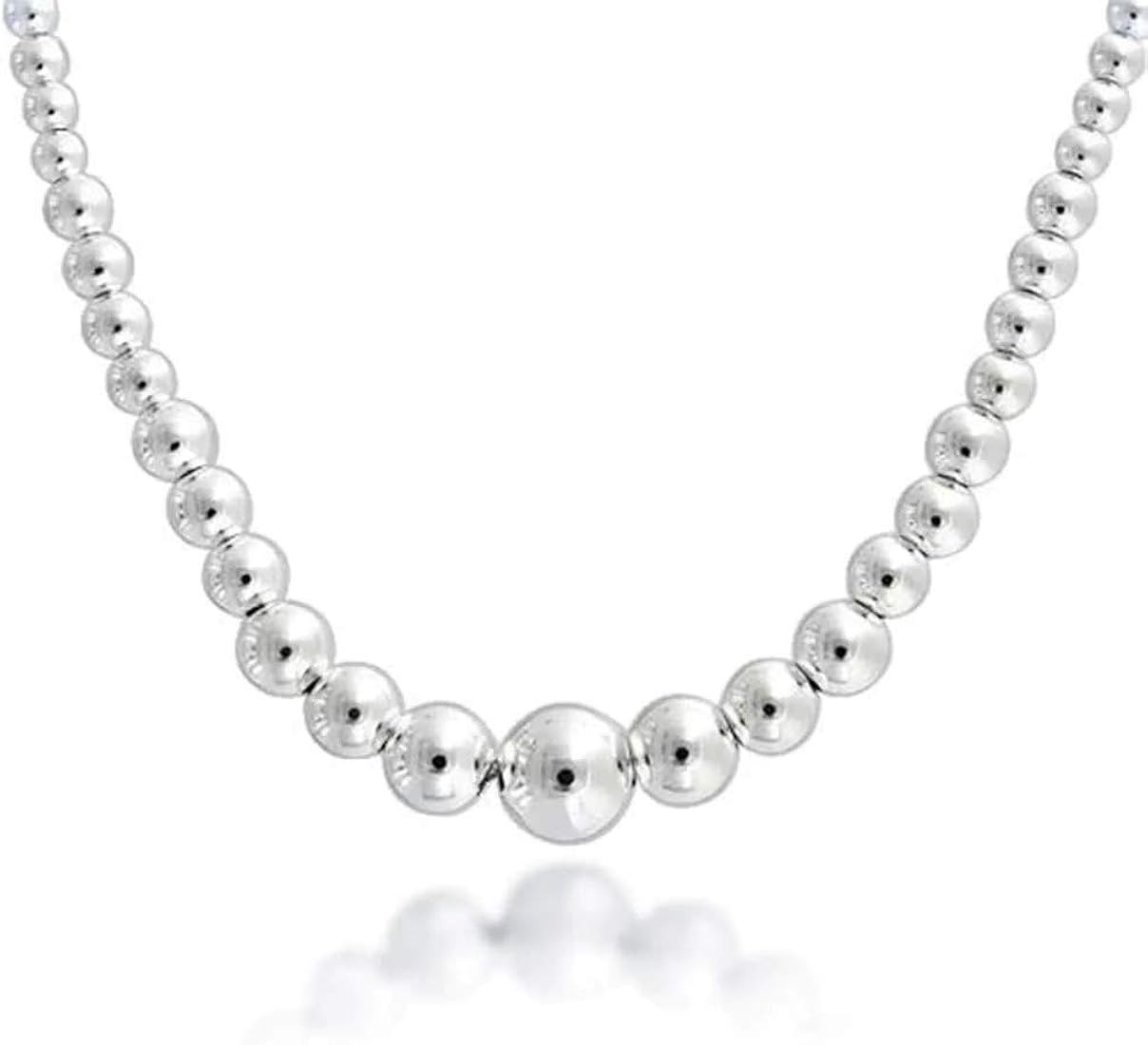 Verona Jewelers Italian 925 Sterling Silver 4-10MM Graduated Silver Bead Necklace-Sterling Silver... | Amazon (US)