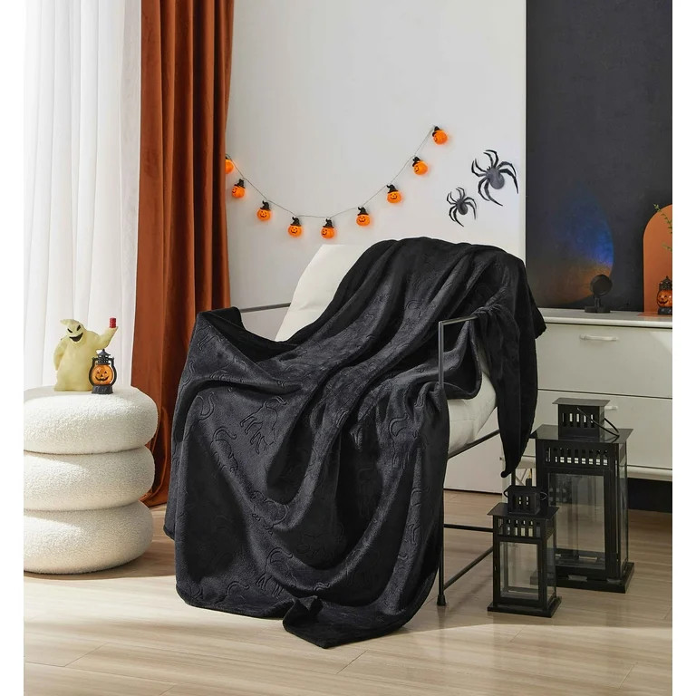 Ways to Celebrate Cozy Plush Embossed Black Cat Print Throw Blanket 50"x 60", All Ages | Walmart (US)