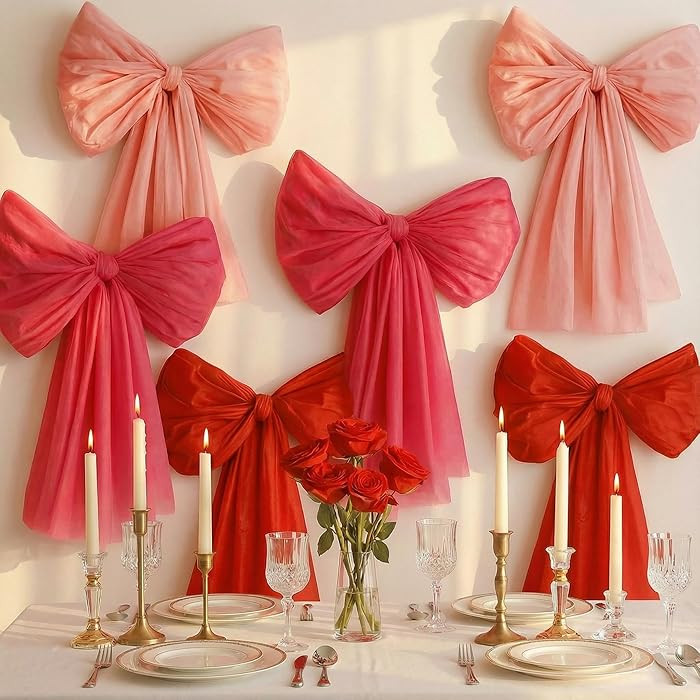 Valentines Day Decorations – 6 Pack DIY Giant Wall Bows, Hanging Valentine & Galentines Bow Dec... | Amazon (CA)