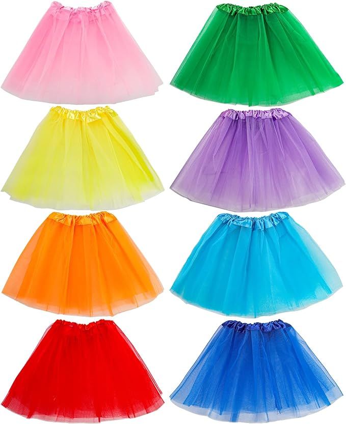 Mezchi 8 Pack Tutu Skirts for Toddlers Girls, 3 Layer Tutu Dress Up for Little Girls, Princess Mu... | Amazon (US)