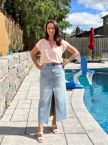 I will be wearing this long denim skirt/denim maxi skirt not only in summer but for fall and winter too, with boots then!  I’m wearing size 6.

It is high waisted which I prefer.

Fabulous top by one of my very favourite brands 💗💕 I am wearing size small in the top.

#LTKover40 #LTKFind #LTKstyletip