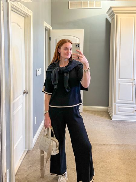 Casual outfit🖤 You can dress this up or down and it’s perfect for travel. Wearing size medium in set (true to size) and wearing a size 10 in the sneakers (true to size). 

Matching set - Amazon finds - Amazon set - affordable style - travel style - airport outfit - spring break - new balance - sneakers - athleisure - comfortable clothes - classy style - classic style - under $100 - amazon fashion - Amazon style - everyday style - lounge wear - 

#LTKshoecrush #LTKSeasonal #LTKfindsunder100