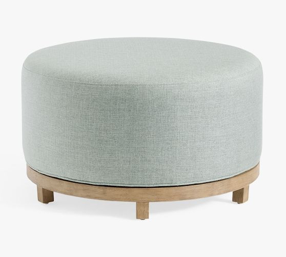 Jake Swivel Upholstered Wood Base Ottoman | Pottery Barn (US)