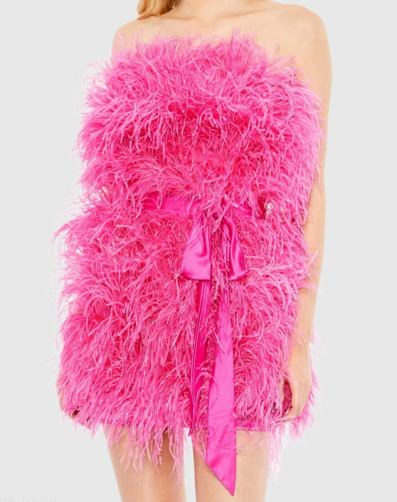 Pink Feather Strapless Mini Dress - Mac Duggal | Mac Duggal