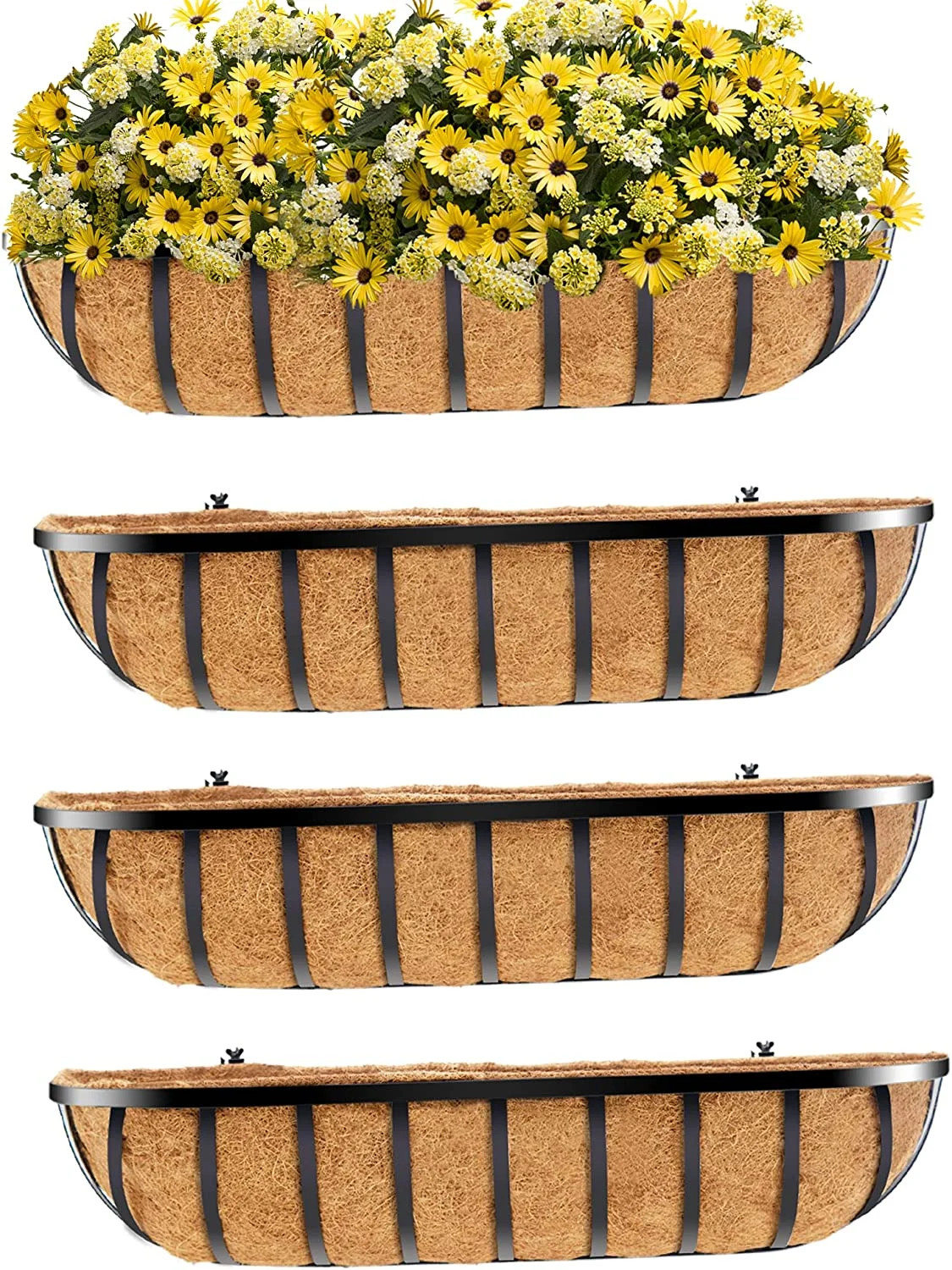 Stylish Iron Window Planter Box Set, Heavy Duty Steel Material, 30-inch Size, 4-Piece Set with Co... | Walmart (US)