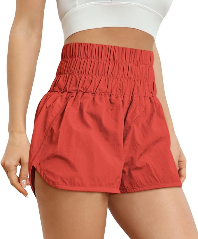 Trendy Queen Womens High Waisted Athletic Shorts Elastic Casual Summer Running Shorts Quick Dry G... | Amazon (US)