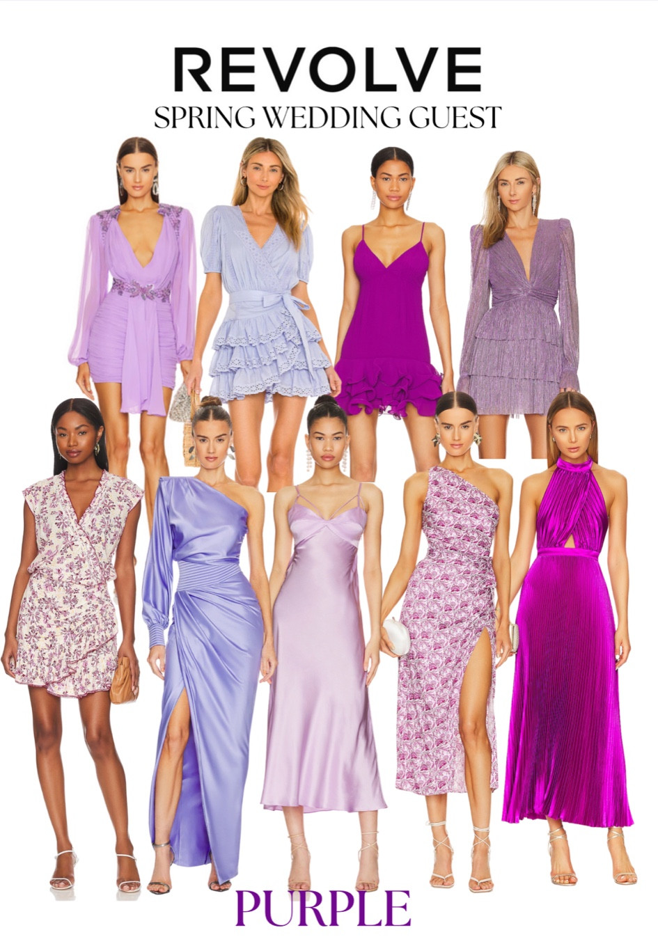 BEAUTIFUL purple spring wedding guest dresses. These REVOLVE pics are gorgeous and unique! 

#LTKSeasonal #LTKwedding #LTKFind