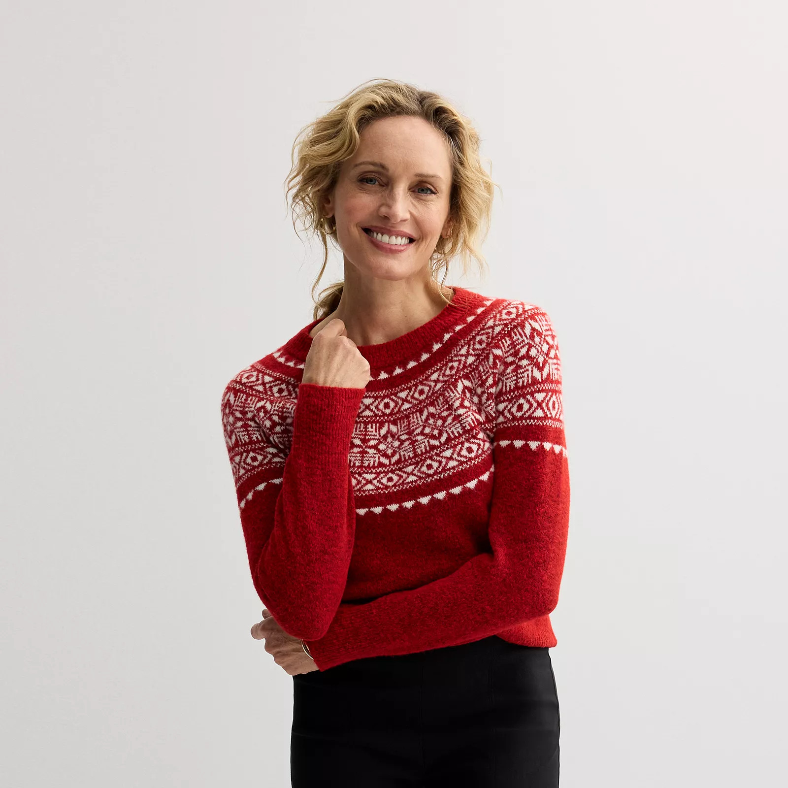 Women's Croft & Barrow® Fairisle Ringer Knitted Pullover Sweater | Kohl's