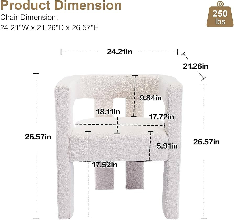 CALABASH Modern Barrel Dining Chairs Set of 2, Upholstered Boucle Chair with Arm, Comfy Sherpa Ac... | Amazon (US)