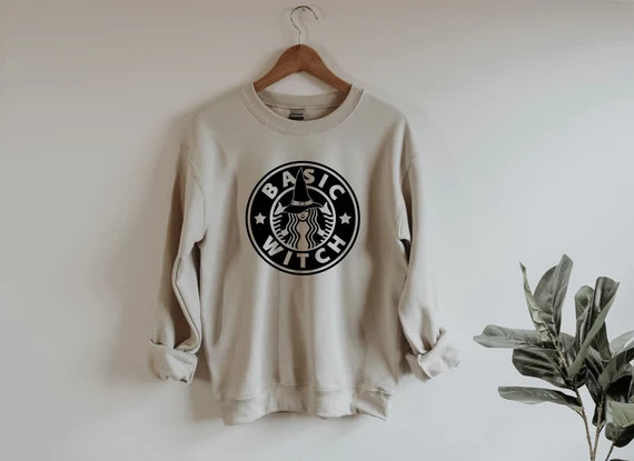 Halloween Sweater Funny Halloween Sweatshirt Basic Witch | Etsy | Etsy (CAD)