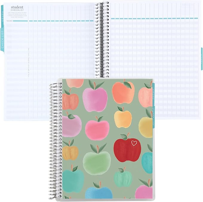Erin Condren Spiral Teacher Record Book 7" x 9" Platinum-Coiled Notebook with 160 Pages, Colorful... | Amazon (US)