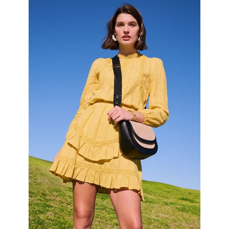 Time and Tru Women’s Lace Inset Tiered Mini Skirt | Walmart (US)