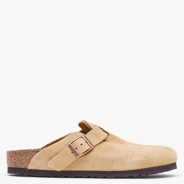 Boston Latte Cream Suede Leather Clogs | Daniel Footwear (UK)
