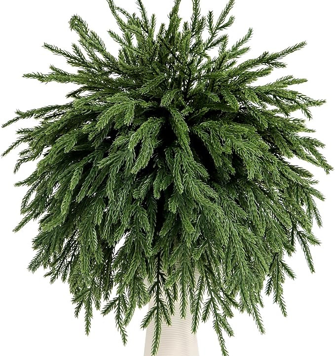 12 Pcs Norfolk Pine Branches 18" Artificial Pine Needles Branches Fake Greenery Picks Norfolk Pin... | Amazon (US)