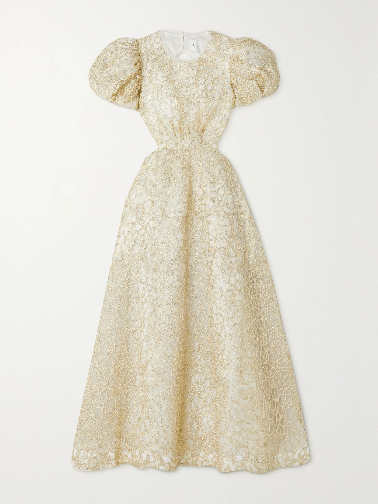 Aje - Patina Open-back Metallic Lace Midi Dress - Ivory | NET-A-PORTER (US)