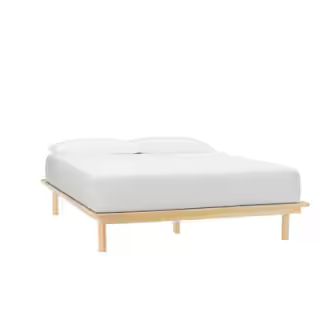 StyleWell Banwick Natural Finish Queen Platform Bed (65.43 in. W x 12 in. H)-XMB1015 - The Home D... | The Home Depot
