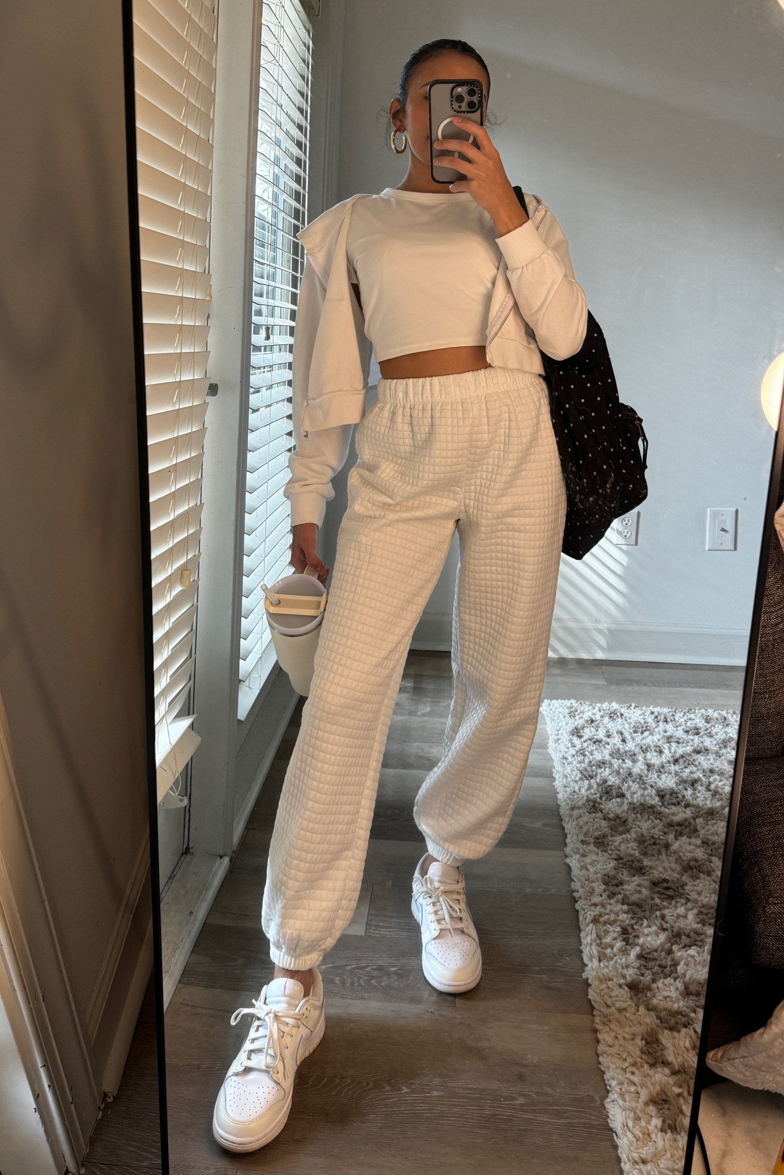 Comfy girly fit, white princess polly waffle pants, amazon crop top, sail dunks, white cropped jacket 

#LTKstyletip #LTKfindsunder100 #LTKSpringSale